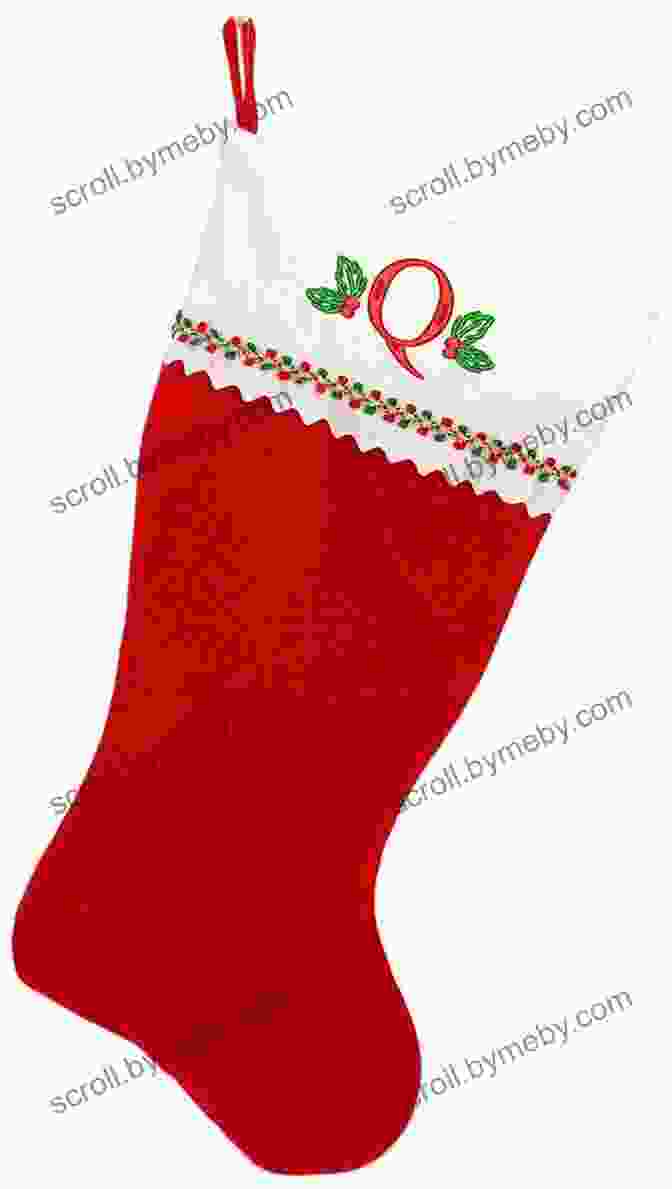 A Close Up Of A Red And White Christmas Stocking, With Its Top Folded Over And Its Toe Filled With Small, Colorful Objects. The Stocking Cynthianna