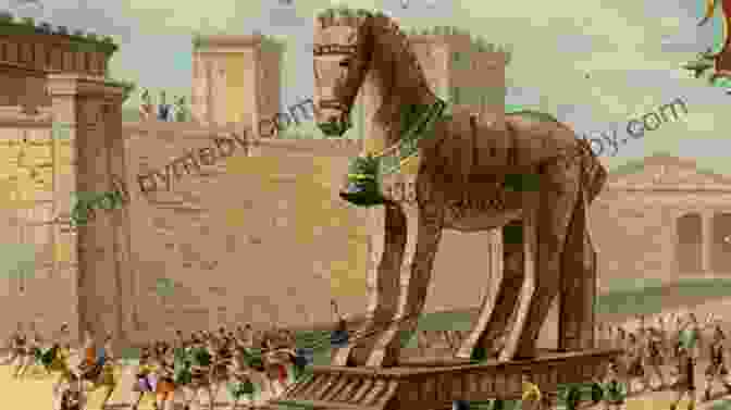 A Majestic Depiction Of The Trojan War, With Warriors Clashing In The Foreground And The Walls Of Troy Towering In The Distance. The Trojan War (The Adventures Of Odysseus 1)