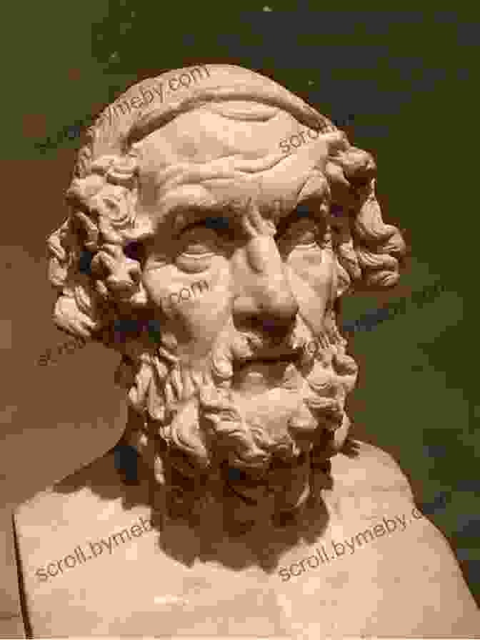 A Marble Bust Of The Poet Homer, Holding Scrolls Of The Iliad And Odyssey Sources Of Myths Legends And Classical Literature