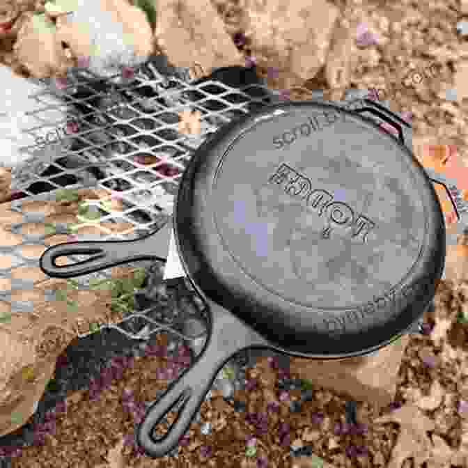 A Sizzling Cast Iron Skillet Cooking Over A Campfire, Surrounded By The Beauty Of Nature Camping Cookbook Cast Iron Skillet Recipes (Camp Cooking)