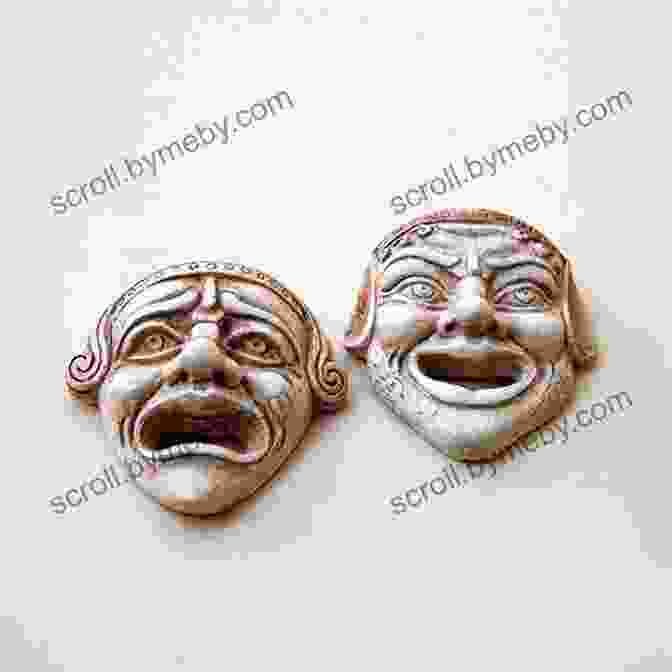 A Stone Theater With Carved Masks Symbolizing Tragedy And Comedy Sources Of Myths Legends And Classical Literature