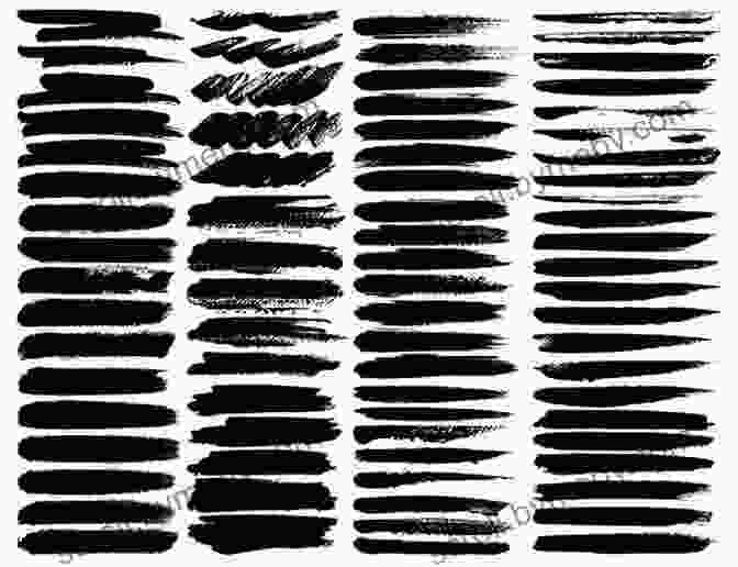 A Variety Of Ink Brush Strokes Demonstrating Different Sizes, Shapes, And Textures A COMPREHENSIVE INK PAINTING GUIDE FOR BEGINNERS: How To Draw Ink With Dip Pen And Brushes