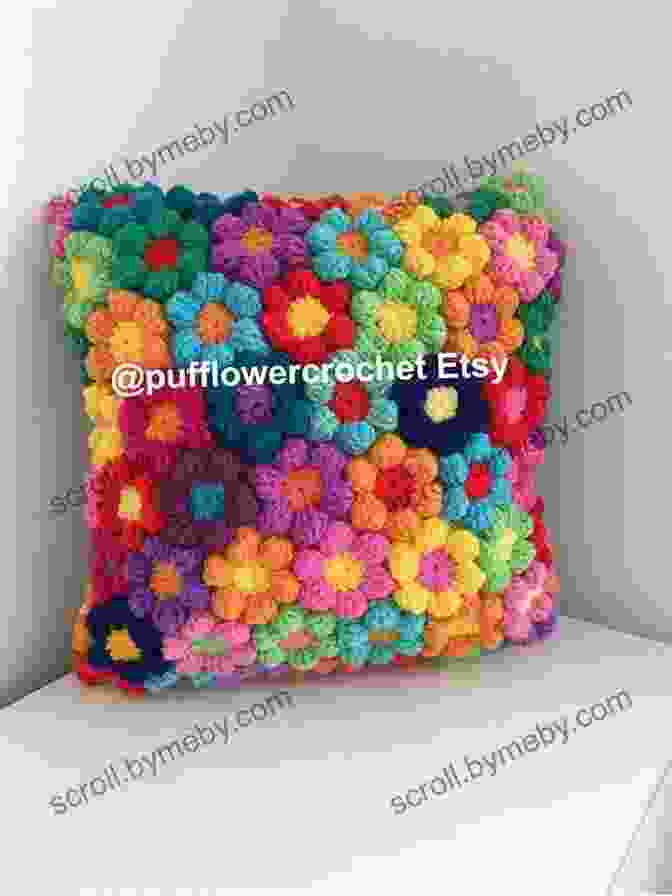 Arrangement Of Crochet Flower Pillows In Various Sizes And Colours, Creating A Vibrant And Inviting Atmosphere Flower Pillows Vintage Crochet Pattern