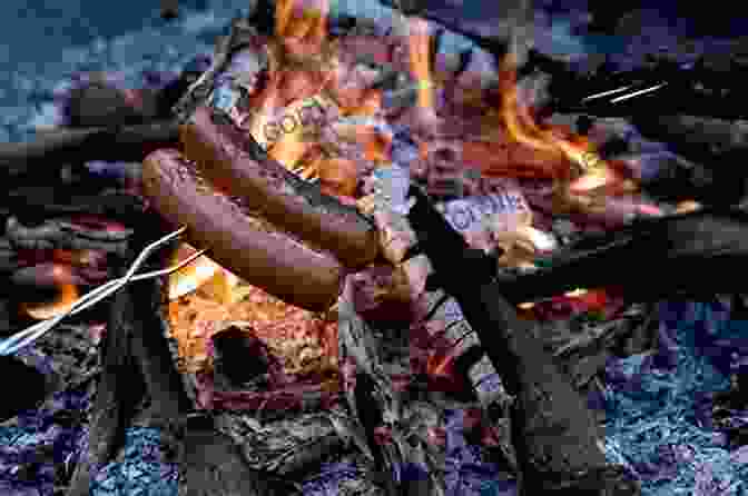 Hot Dogs Cooking On A Stick Over A Campfire Camping Cookbook Food On Stick Recipes (Camp Cooking)