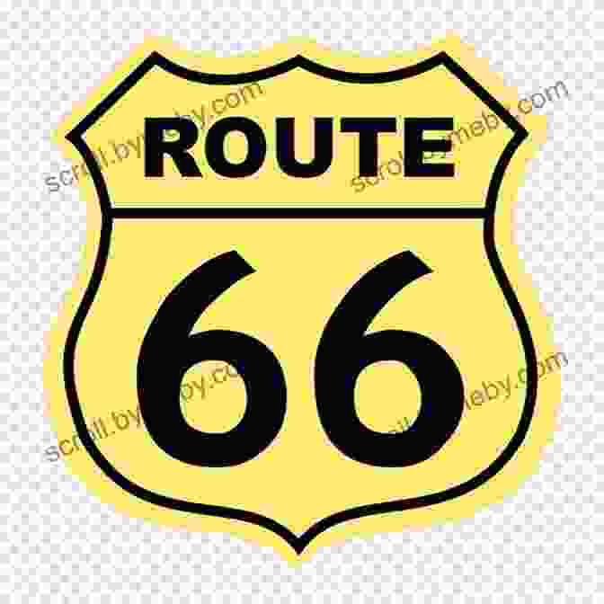 Route 66 Sign Featuring A Blue Arrow And Black Text On A White Background The Zeon Files: Art And Design Of Historic Route 66 Signs